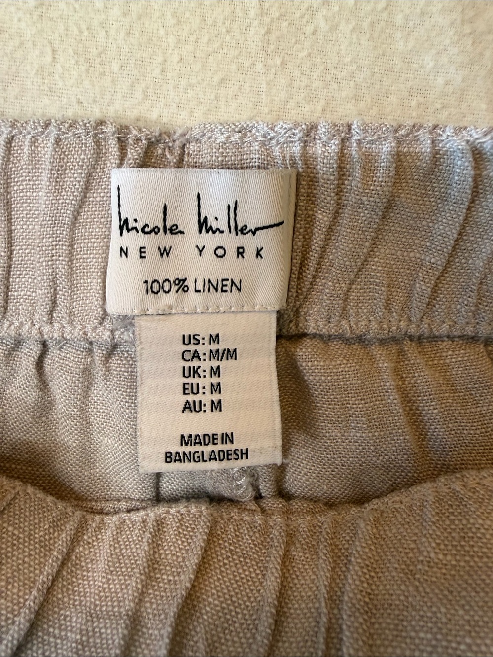 Nicole Miller Cream/Beige 100%linen Cropped Cargo Jogger Pants - Picture 4 of 7
